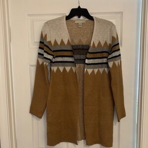 Women's Tan and Black Patterned Sweater